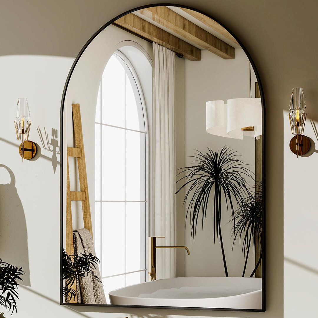 Rasto Aluminum Framed Arched Wall Mounted Bathroom Vanity Mirror